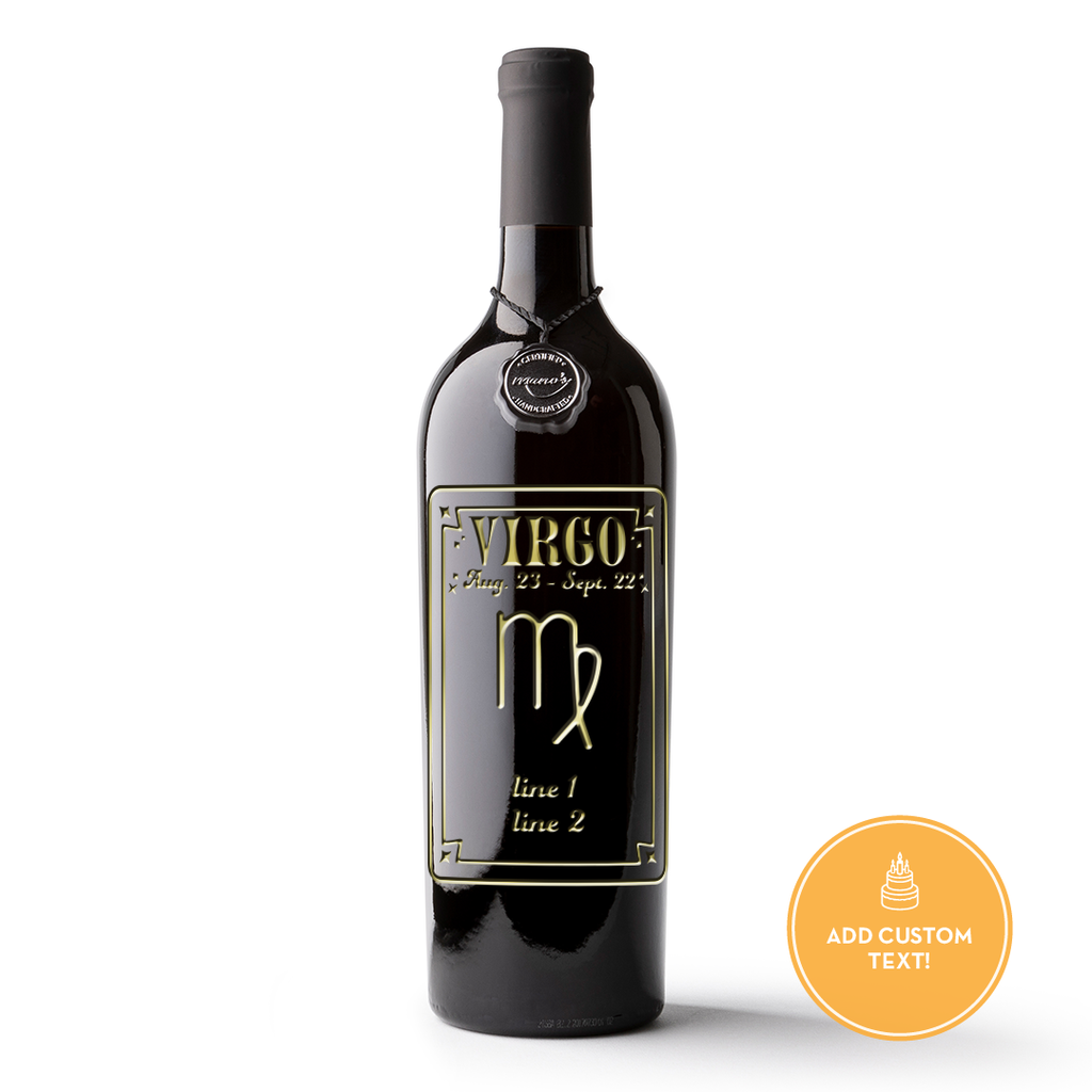 Virgo Custom Etched Wine Bottle