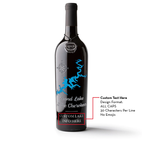 Grand Lake O' the Cherokees Custom Etched Wine
