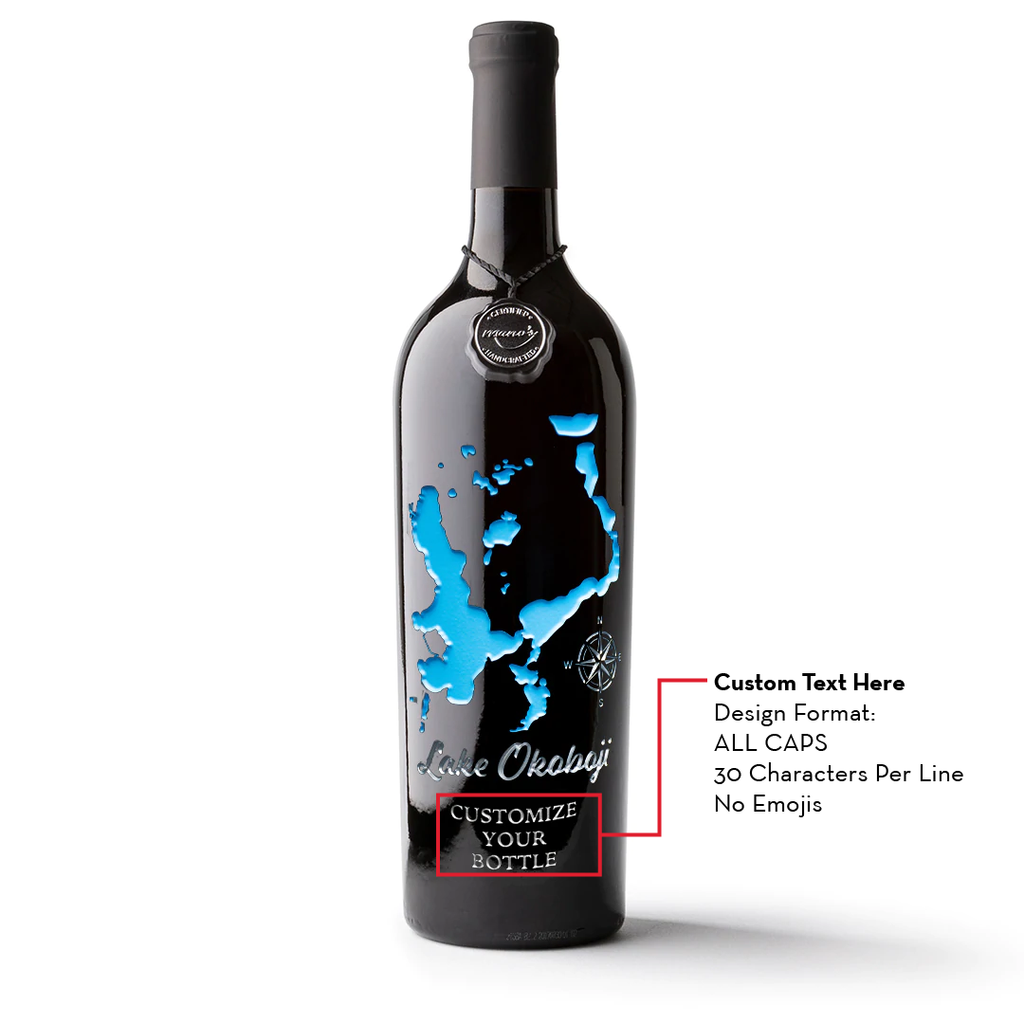 Lake Okoboji Custom Etched Wine