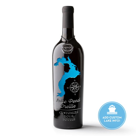 Lake Pend Oreille Custom Etched Wine