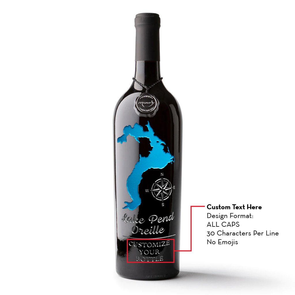 Lake Pend Oreille Custom Etched Wine