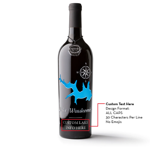Lake Waukomis Custom Etched Wine