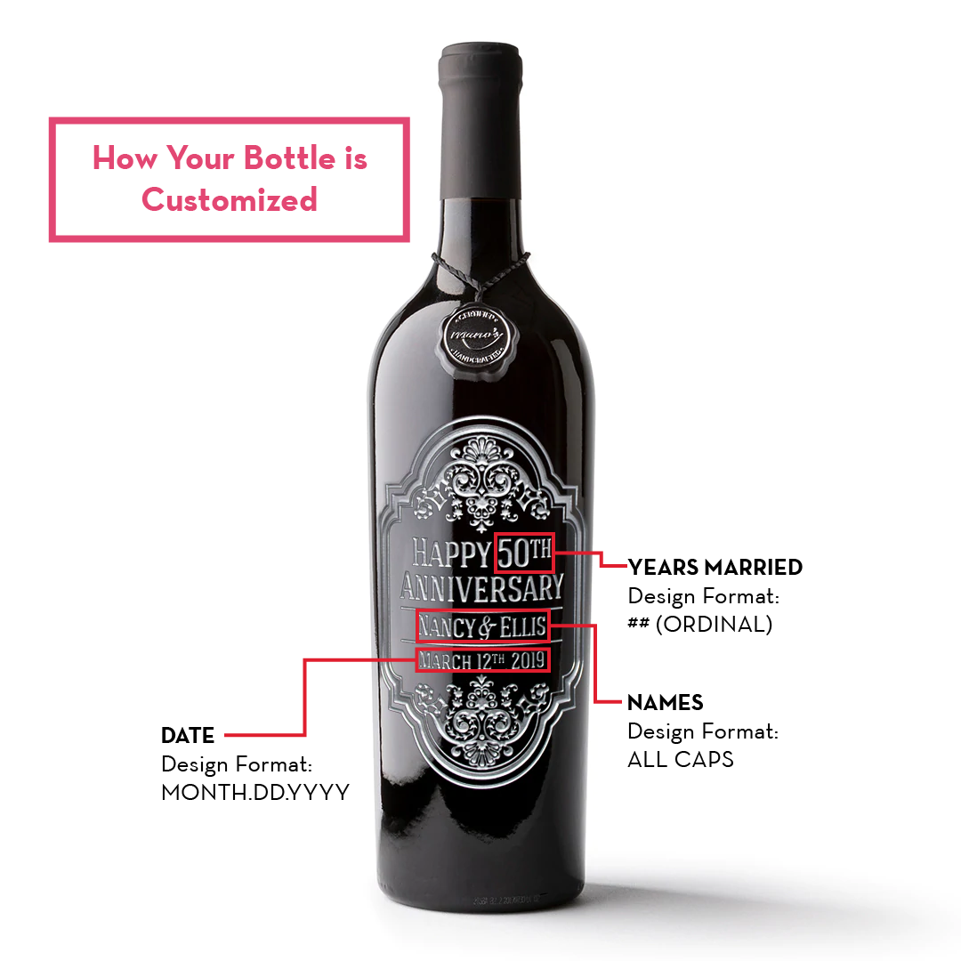 Anniversary Frame Custom Etched Wine Bottle – Mano's Wine