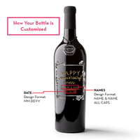 Anniversary Flower Frame Custom Etched Wine Bottle