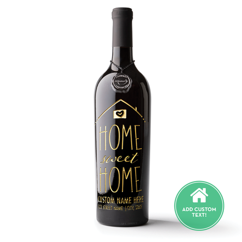 Home Sweet Home Custom Name Etched Wine