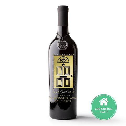 New Home Door Custom Name Etched Wine