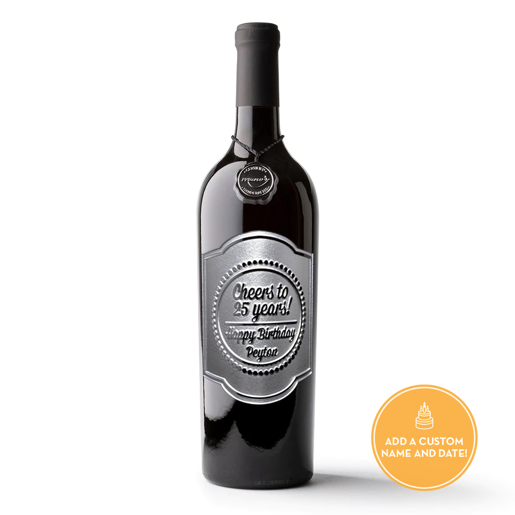 Birthday Cheers Custom Etched Wine Bottle