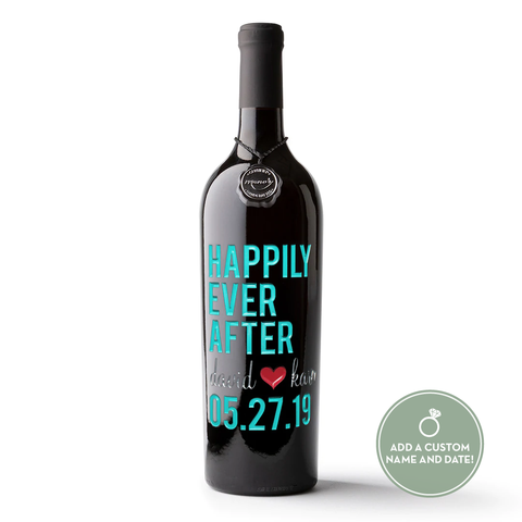 Happily Ever After Custom Etched Wine Bottle