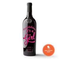It's A Girl Custom Etched Wine