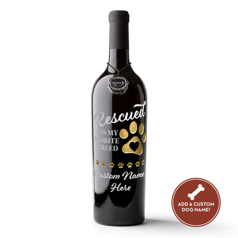Rescued is my Favorite Breed Custom Etched Wine