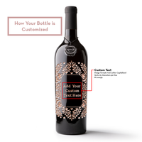 Custom Text Frame Etched Wine Bottle