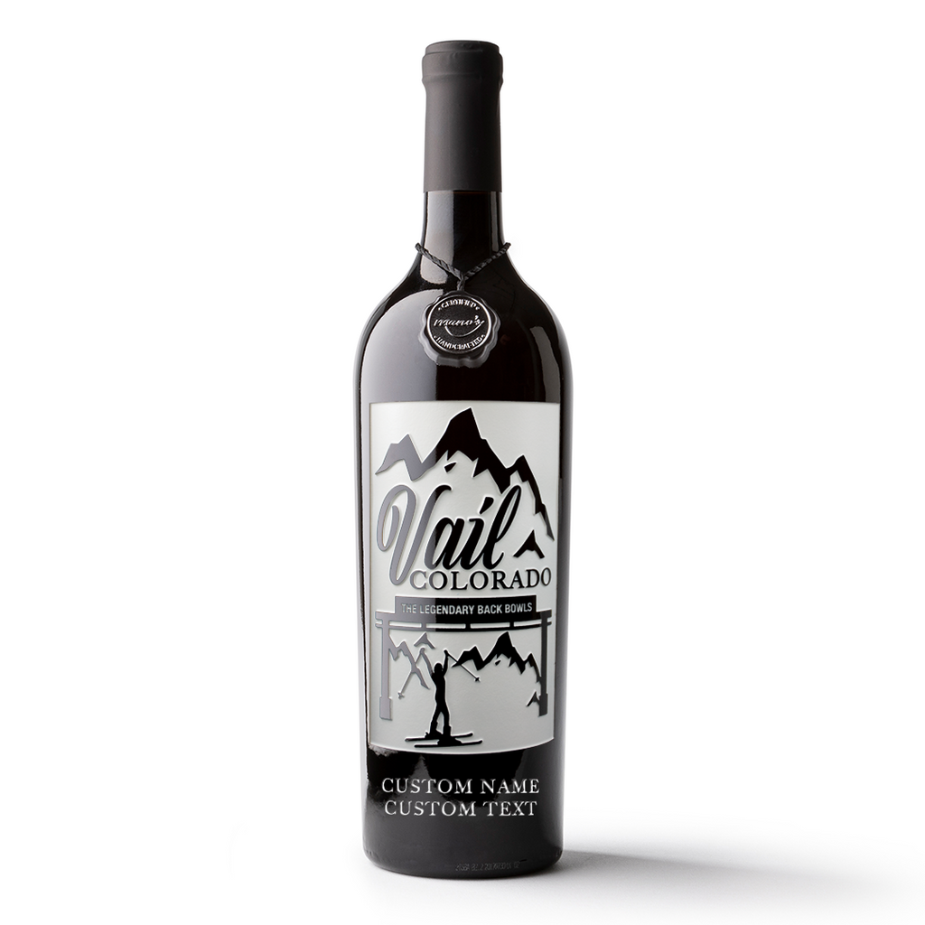 Vail Colorado Custom Legendary Back Bowls Etched Wine
