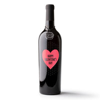 Valentine's Dotted Heart Etched Wine Bottle