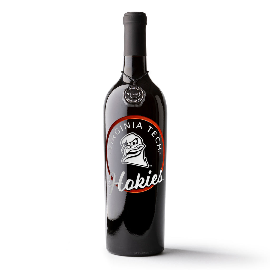 Virginia Tech Hokies Etched Wine