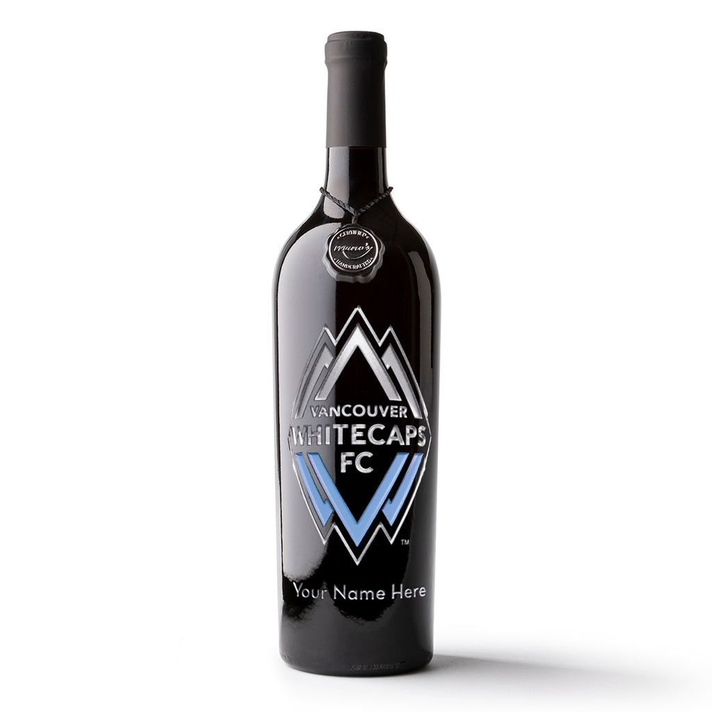 Vancouver Whitecaps FC Logo Custom Name Etched Wine