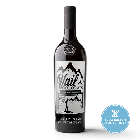 Vail Colorado Custom Legendary Back Bowls Etched Wine