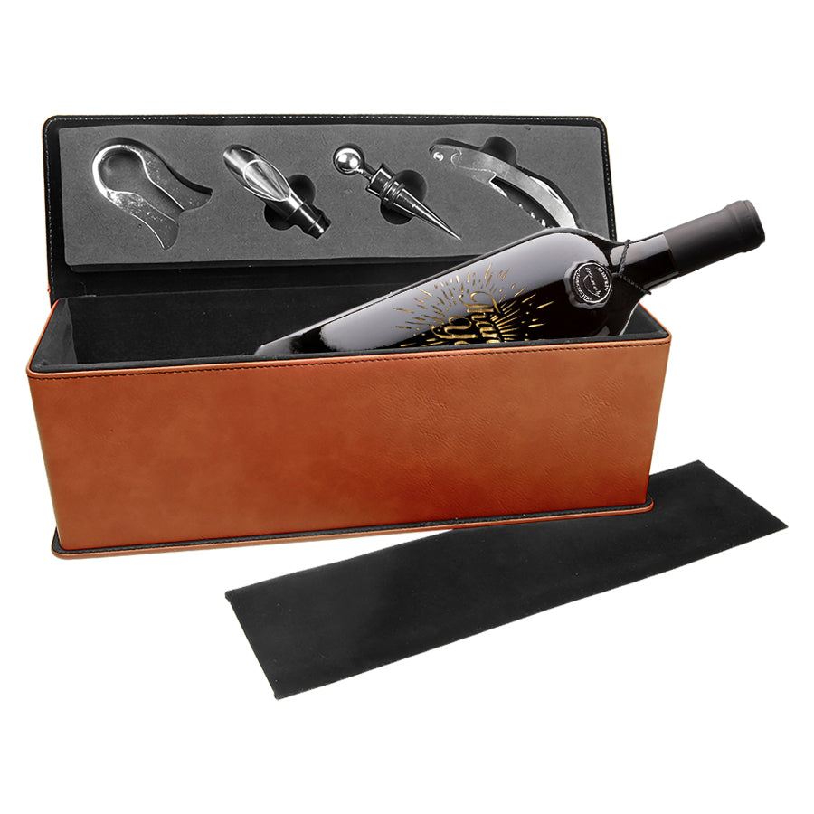 Rawhide Leatherette Wine Box with Tools