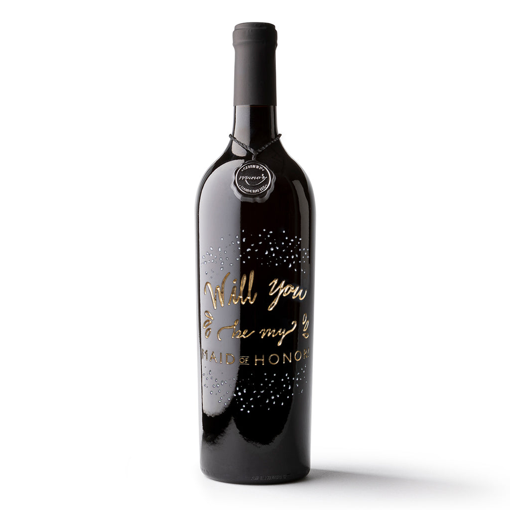 Maid of Honor Etched Wine Bottle