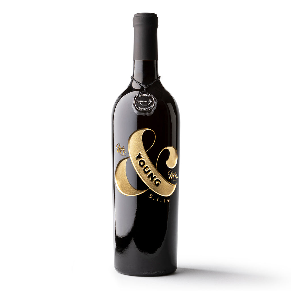 Mr & Mrs Custom Etched Wine Bottle