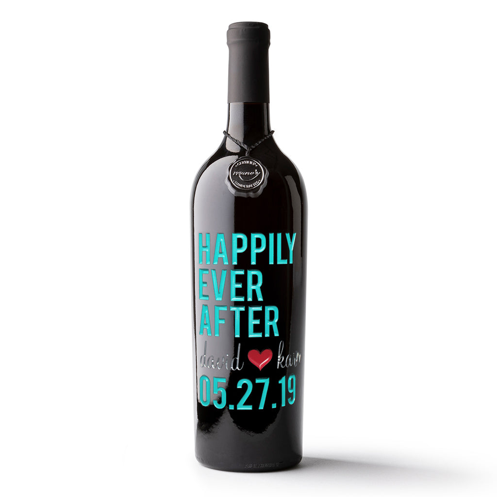 Happily Ever After Custom Etched Wine Bottle