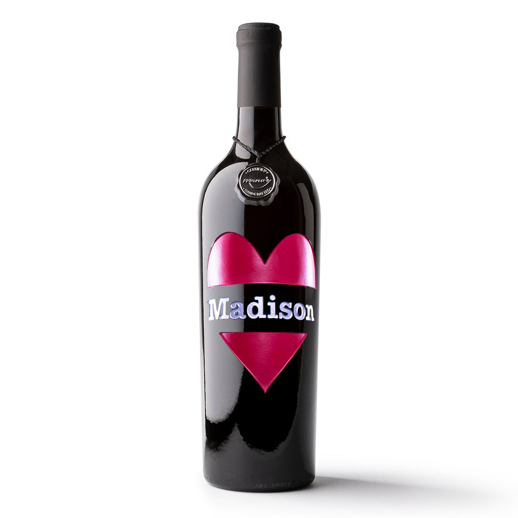Heart Madison Etched Wine Bottle