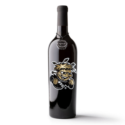 Wichita State University WuShock Etched Wine Bottle