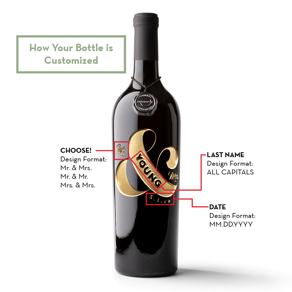 Mr & Mrs Custom Etched Wine Bottle