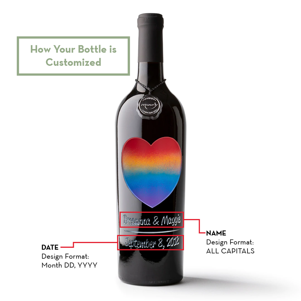 Pride Heart Custom Etched Wine