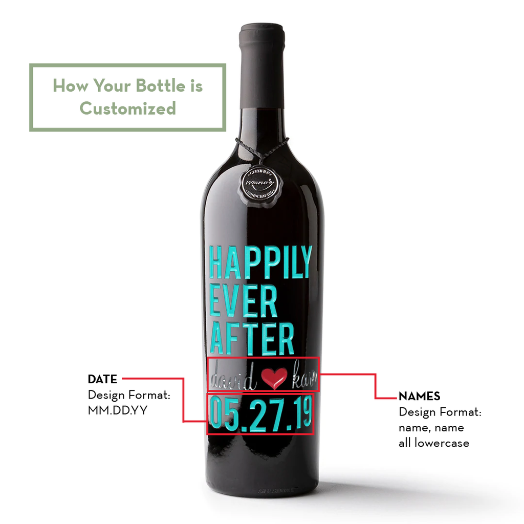 Happily Ever After Custom Etched Wine Bottle