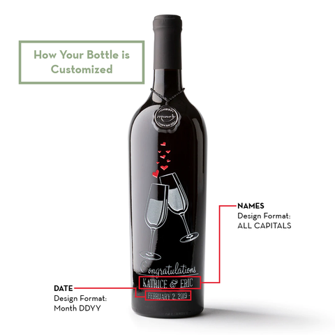 Wedding Cheers Custom Etched Wine Bottle