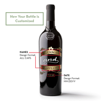 Wedding Emblem Custom Etched Wine Bottle