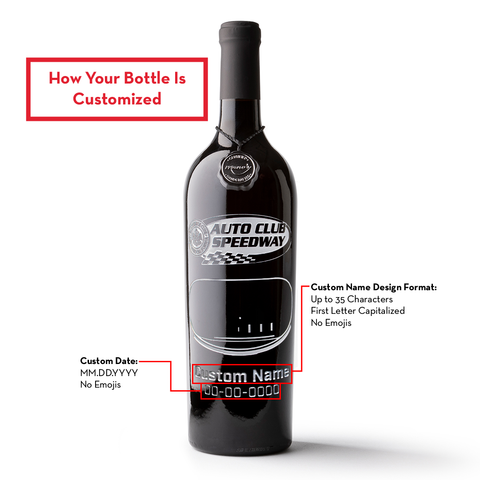 Auto Club Speedway Custom Name Etched Wine
