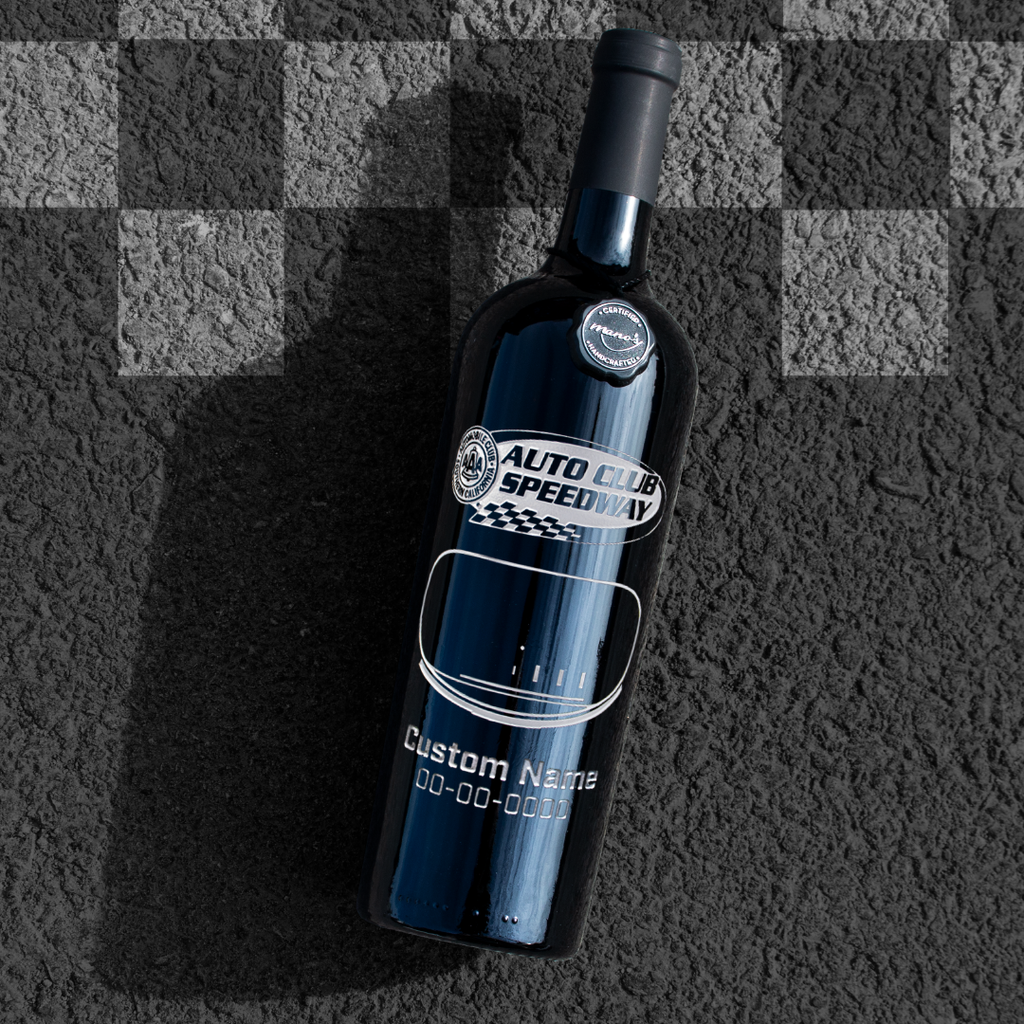 Auto Club Speedway Custom Name Etched Wine