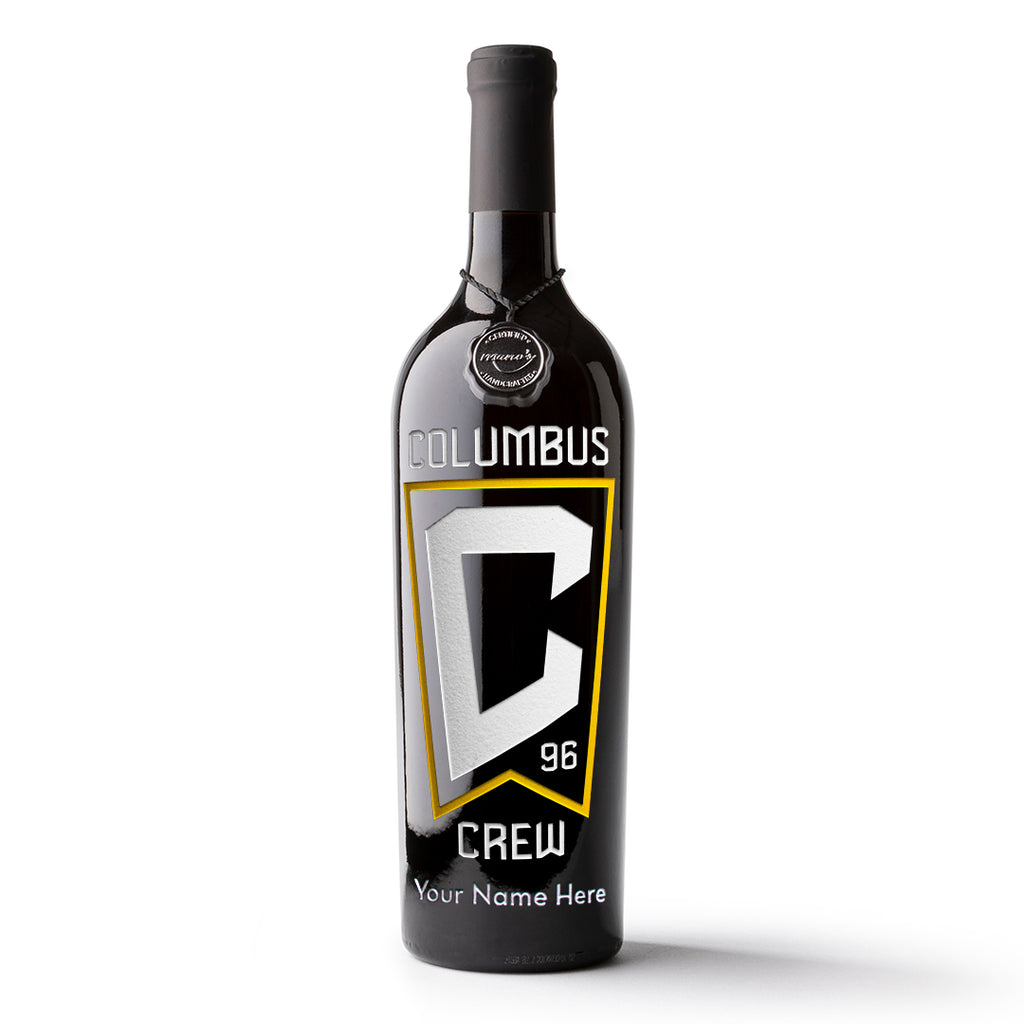 Columbus Crew Logo Custom Name Etched Wine