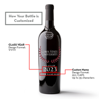 Iowa State University Custom Alumni Etched Wine Bottle