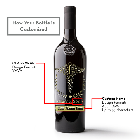 Medical School Graduation Etched Wine Bottle