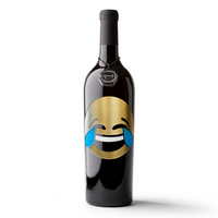 Laughing Emoji Etched Wine Bottle