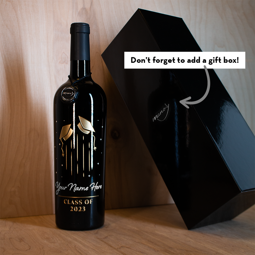 Add a black gift box to your order of Custom Graduation Cap Etched Wine