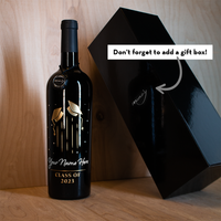 Add a black gift box to your order of Custom Graduation Cap Etched Wine
