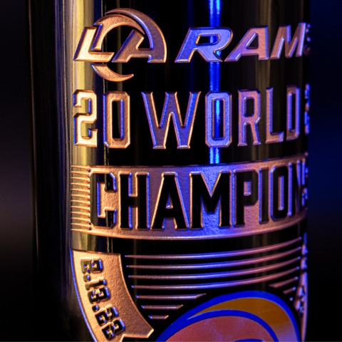 Los Angeles Rams 2021 Champions Stripes Etched Wine
