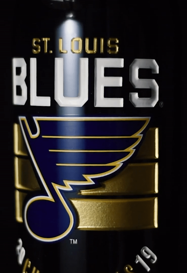 STL Blues 2019 Champions Stripes Etched Wine